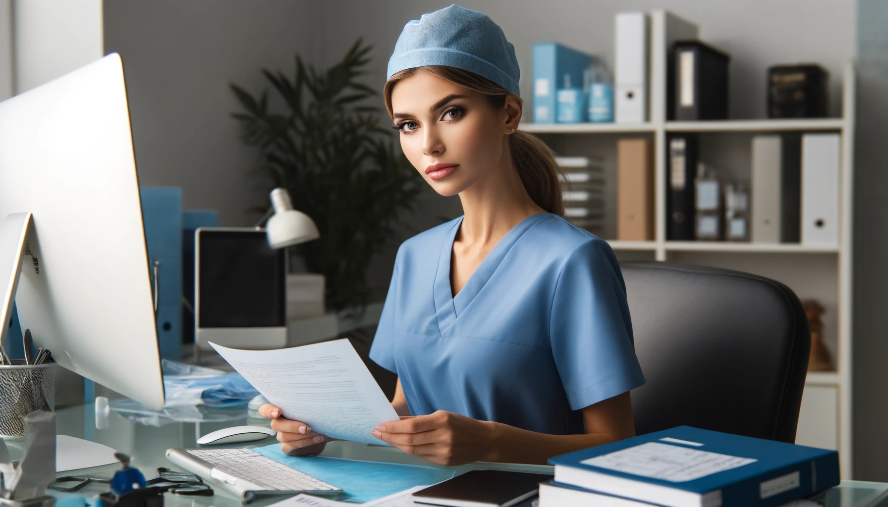 a beautiful surgery doctor, a woman in her office environment